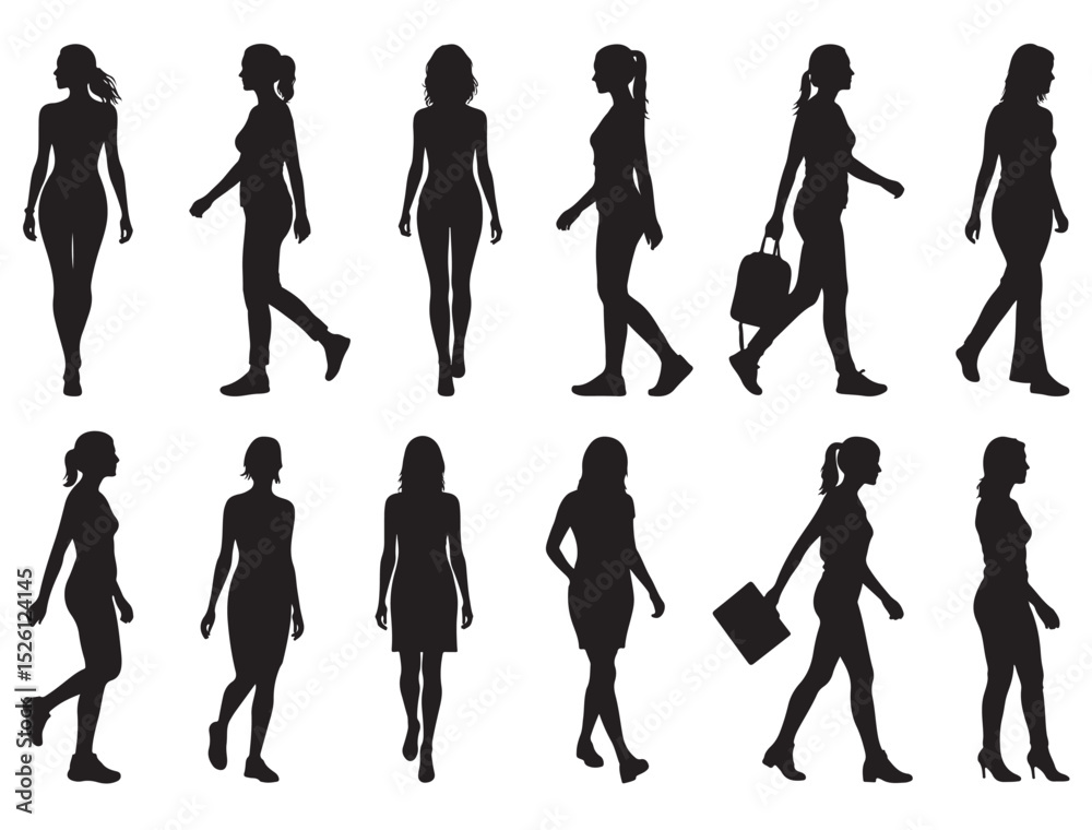 Fototapeta premium GIRL WALKING SILHOUETTE