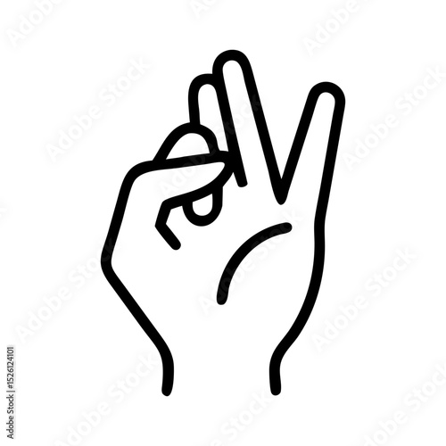 Hand gesture forming mudra in minimalist line art style  