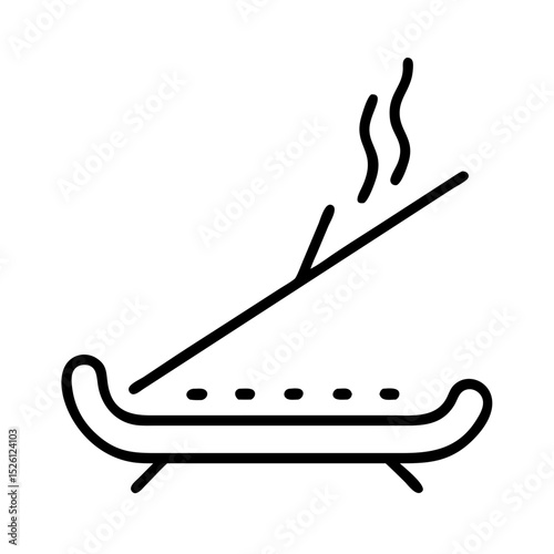 Incense stick holder with incense burning and smoke rising  