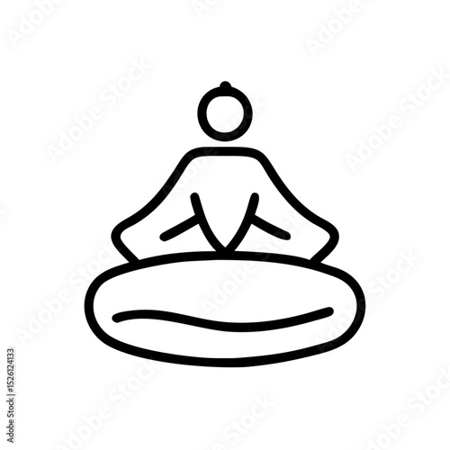 Meditating person seated on cushion in minimalist line art style  