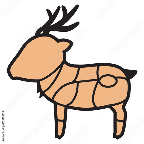 鹿肉の部位のイラスト　文字なし
