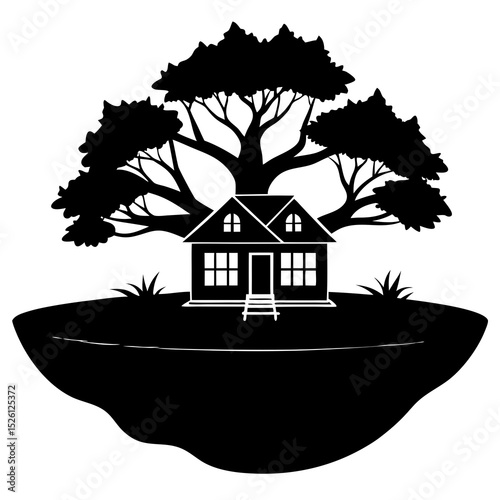 house on the water  on white background