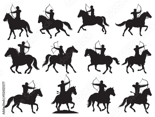 HORSE ARCHERY SILHOUETTE.