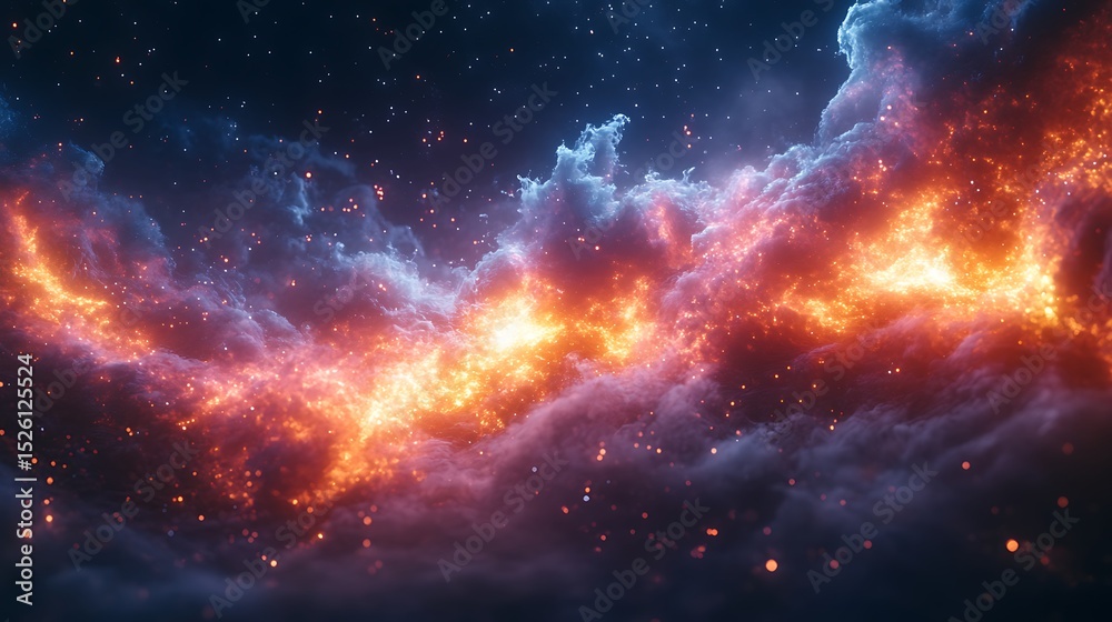 Fototapeta premium Surreal Energy Waves Illuminating Nebula Sky High Resolution Picture