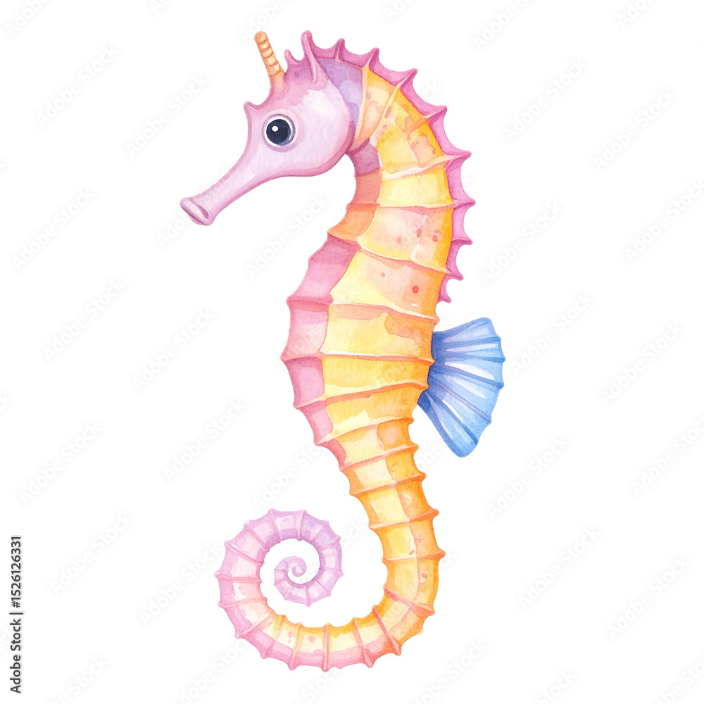 Fototapeta premium Watercolor illustration of colorful Seahorse