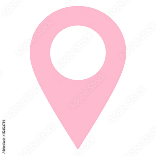 Pink location pin icon with a circular cutout center, symbolizing map navigation or geographic positioning on a white background photo