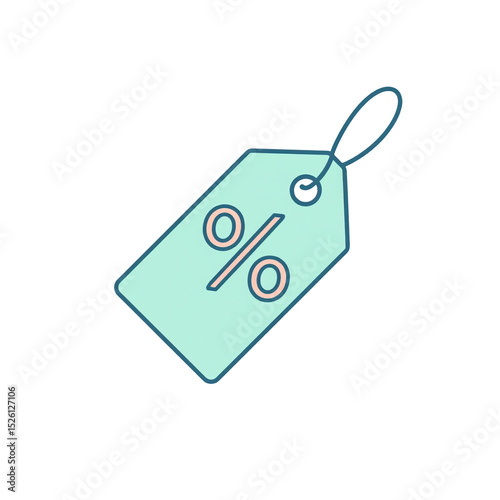 A simple illustration of a price tag with a percentage symbol, indicating a discount or sale offer