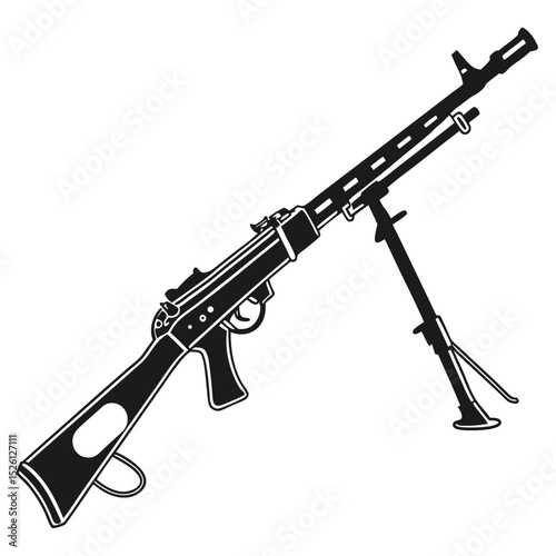 WWII German MG42 Machine Gun A Detailed Vector Illustration