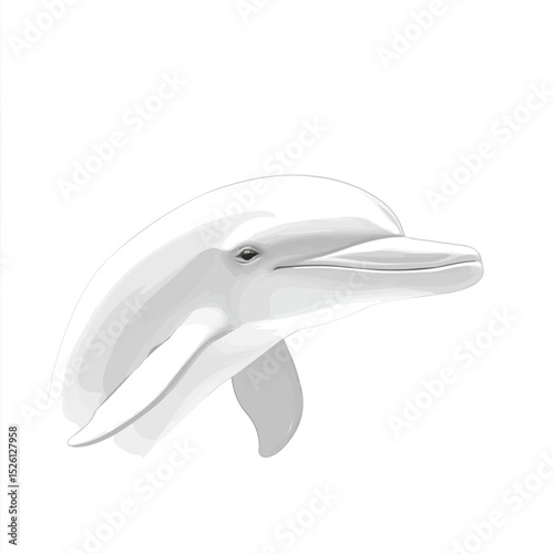 2D flat vector illustration of Dolphin Close Up, isolated on a white background.