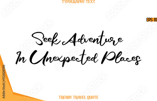 Seek Adventure In Unexpected Places  Calligraphy Handwritten Text Trendy Travel Quote