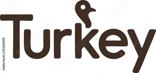 Turkey Typography creative logo mascot silhouette