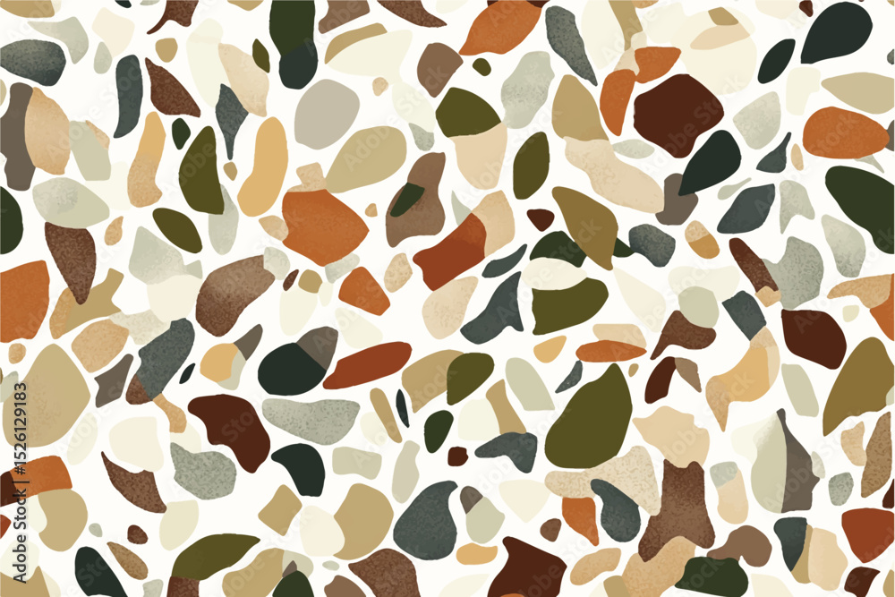 Naklejka premium A camouflage pattern composed of earth tones and green, with large cracks in the background. Modern Camouflage Pattern with Earth Tones and Abstract Shapes.Design element. Vector illustration.