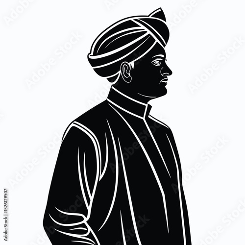 Simple Vector Silhouette of Bengali Man in Ethnic Dress