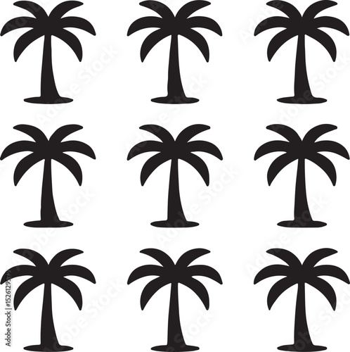 Seamless Pattern of Simple Palm Trees