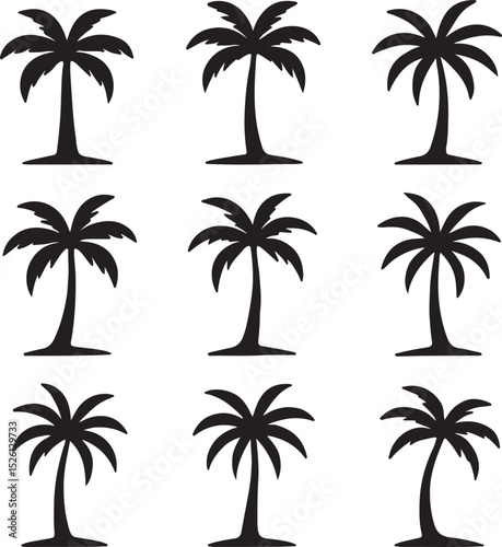 Seamless Pattern of Simple Palm Trees