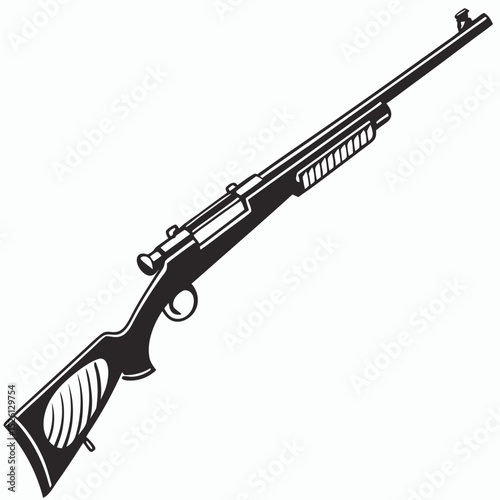 Precision in Design: A meticulously crafted rifle, rendered in a striking illustration. The gun's sleek lines and intricate details are emphasized.