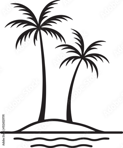 Tropical Island Paradise Silhouette