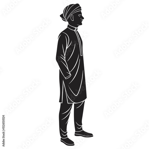 Minimalist Bengali Cultural Man Silhouette