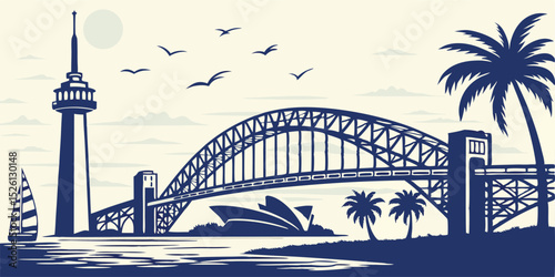 Nautical Corpus Christi Skyline Art with Coastal Landmarks and Gulf Horizon