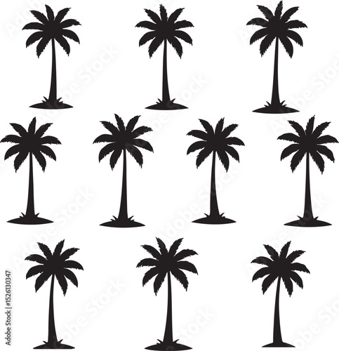 Seamless Pattern of Simple Palm Trees