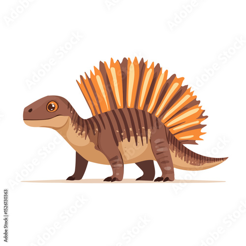 2D flat Dimetrodon vector illustration, isolated on a white background.