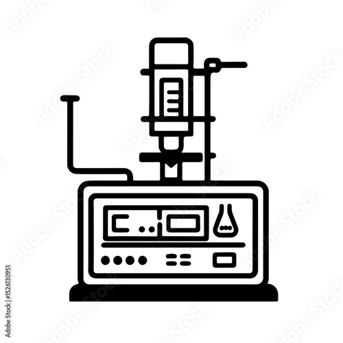 Laboratory Automatic Absorption Machine Icon. A sleek, black and white icon representing an automatic absorption machine commonly found in modern laboratories