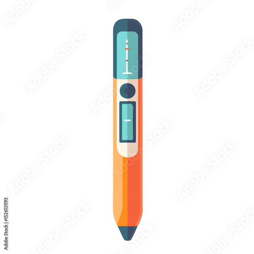Digital Thermometer 2D flat vector illustration, isolated on a white background.