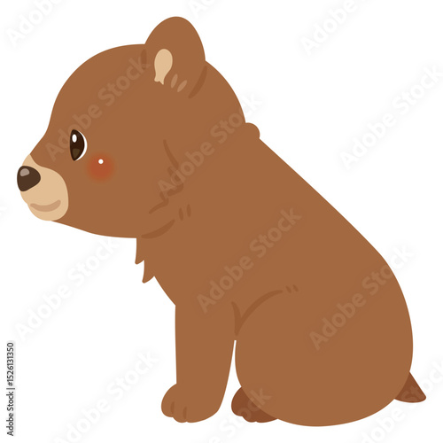 お座りしたクマの横向きイラスト