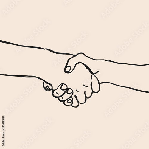 Handshake Drawing – Sketch Style Line Illustration of Support