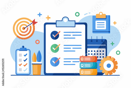 A flat vector illustration of five business people holding large golden stars, symbolizing teamwork, customer satisfaction, five-star ratings, and positive reviews. 