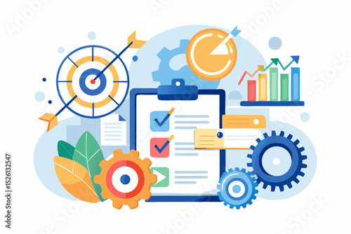A flat vector illustration of five business people holding large golden stars, symbolizing teamwork, customer satisfaction, five-star ratings, and positive reviews. 