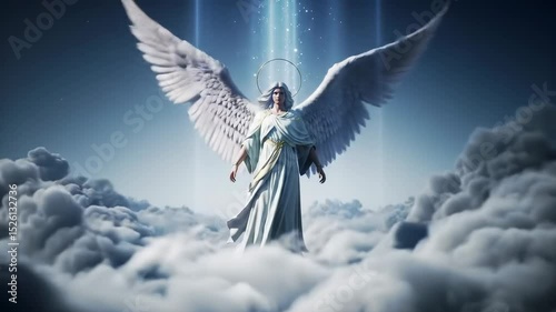 Digital angel figure in clouds