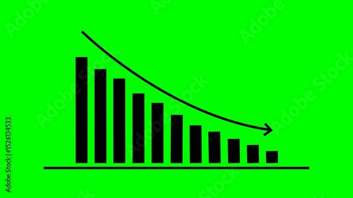 Descending Statistical Curve Background: Animated Illustration of a Decreasing Statistical Curve Indicating a Loss