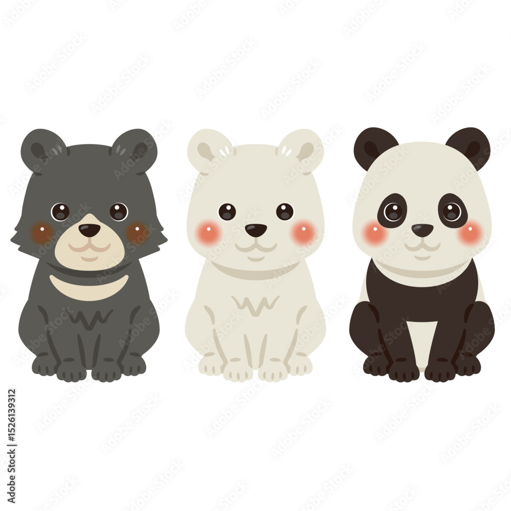 Fototapeta premium クマの色違いイラストセット