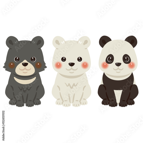 クマの色違いイラストセット