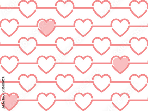 The seamless red background with hearts.