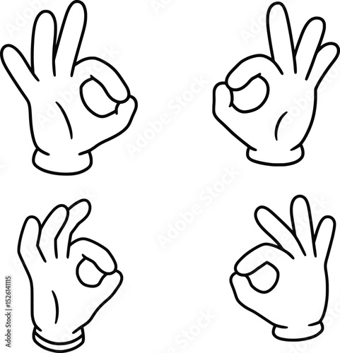 OK Hand Gesture Vector Illustration Set - Perfect for Design Projects