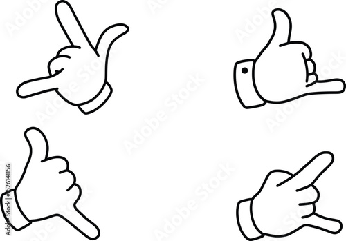 Hand Gesture Vector Illustration Four Unique Poses