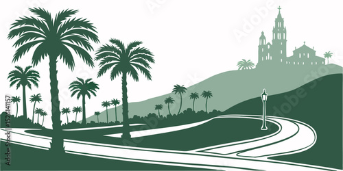 Riverside Skyline Art with Iconic Landmarks and Inland Empire Style