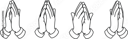 Praying Hands Vector Illustration A Set of Four Designs