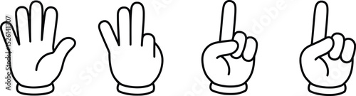 Hand Gesture Vector Illustration Counting from One to Five