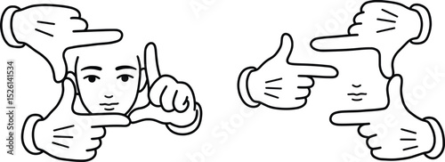 Hands Framing Face A Vector Illustration