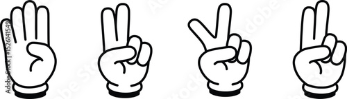 Hand Gestures Vector Illustration Four Cartoon Hands Showing Numbers