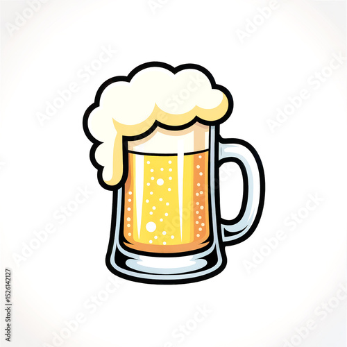Cartoon mug of frothy beer illustration