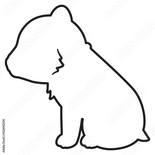 お座りした横向きのクマの線画