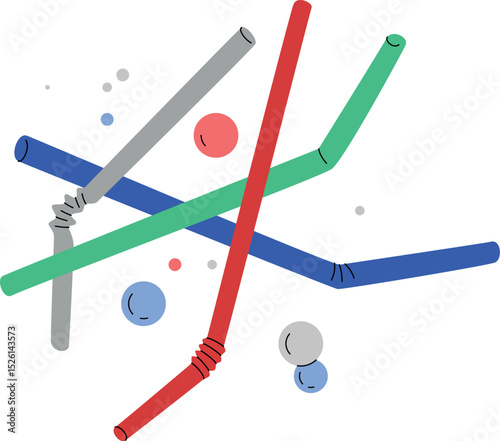 Drinking Straws and Bubbles Vector COmposition for T-Shirt Design