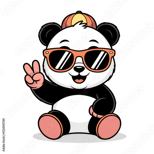 Cool panda cartoon character wearing sunglasses photo