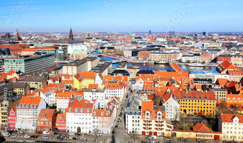 Fotografie Copenhagen downtown architecture view from above - from the Church of Our Saviou