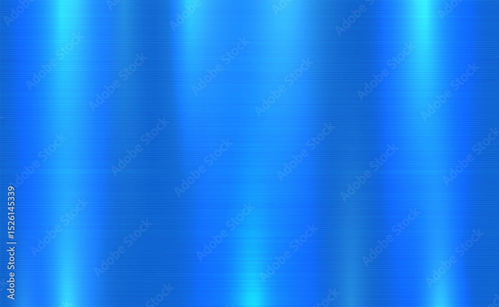 Vector blue metallic tones background. Abstract gradient bright and shiny light reflection brushed steel metal texture. Illustration for background, backdrop, web, wallpaper, print and design artwork.