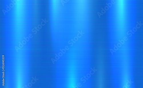 Vector blue metallic tones background. Abstract gradient bright and shiny light reflection brushed steel metal texture. Illustration for background, backdrop, web, wallpaper, print and design artwork.